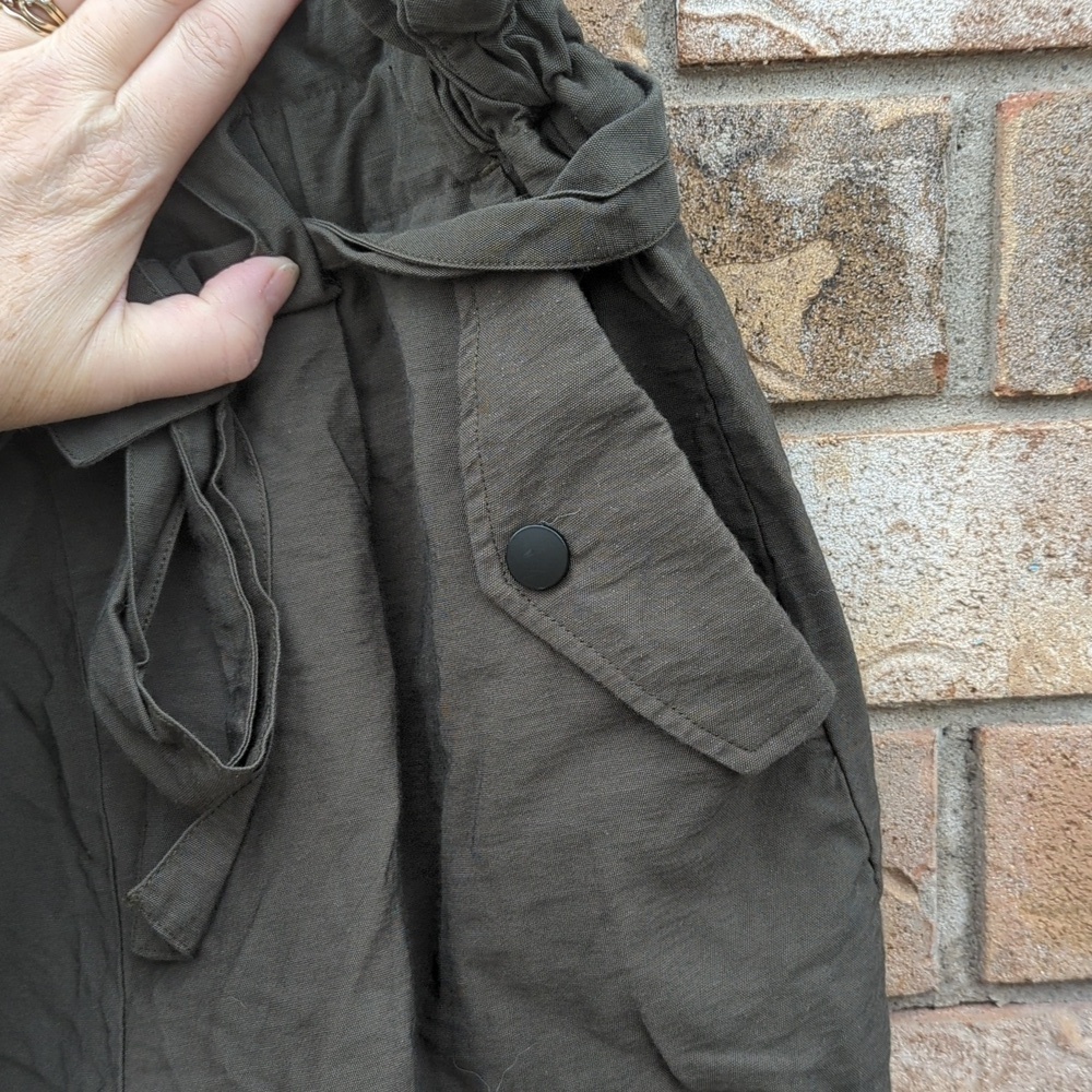 Women's Paperbag Waist Hunter Green Shorts - Picture 7 of 9